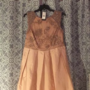 Adrainna Papell Rose Gold high low gown